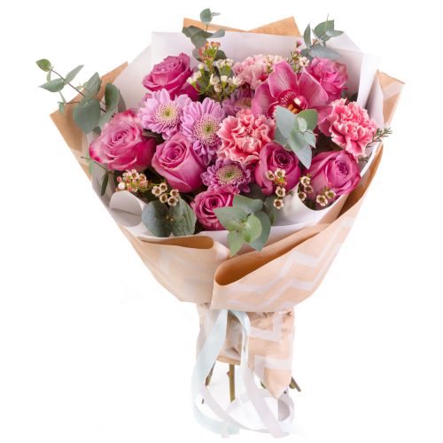 Флористический букет «Розовая статуя»
