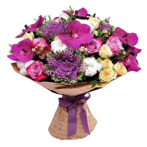 Цветочный букет «Сиреневая розетта»