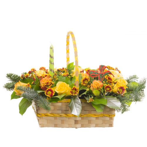 Цветочная композиция в корзине «Солнечный уют»
