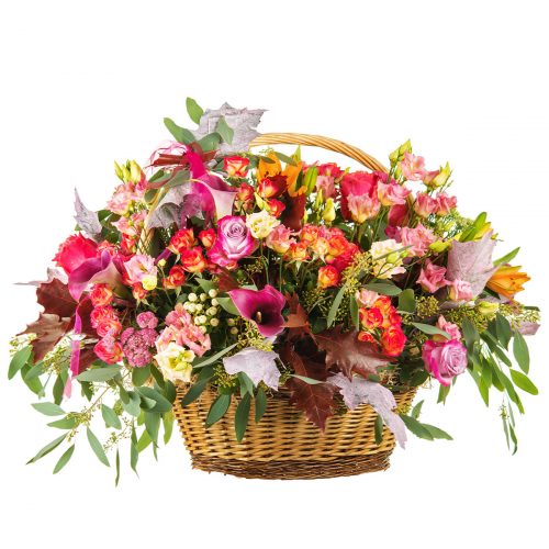 Цветочная композиция в корзине «Осенний вальс»