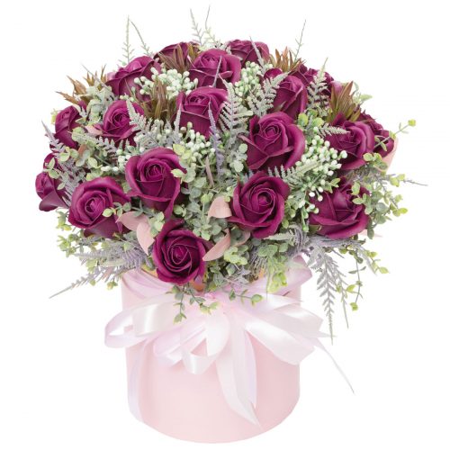 Цветы в шляпной коробке «Фиолетовый закат»