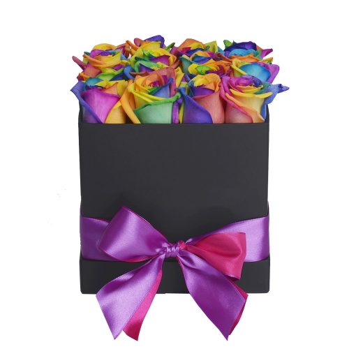 Цветы в шляпной коробке «Радужный вихрь»