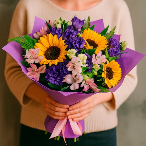 Флористический букет «Закатные краски»